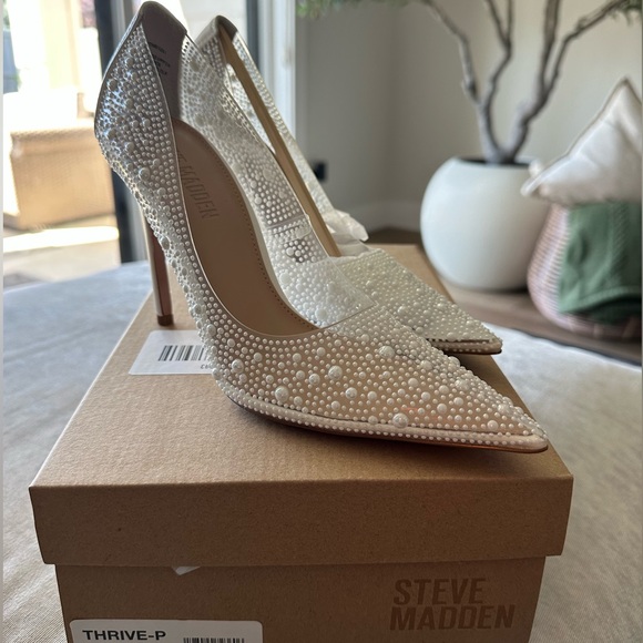 Steve Madden Pearl-Studded Heels - White - Picture 1 of 4